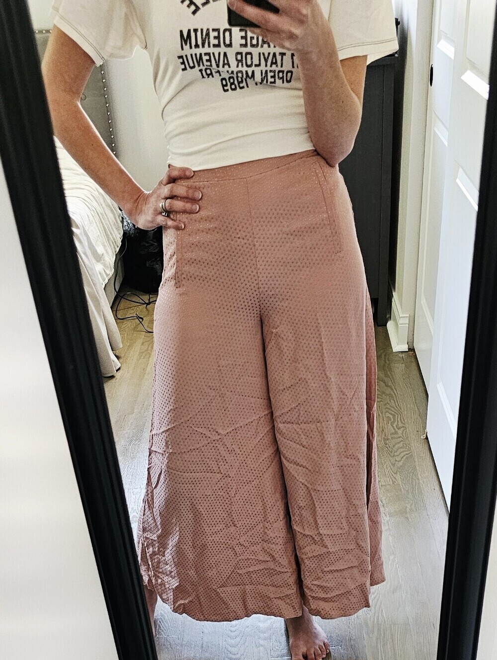 Topshop Wide Leg Blush Pink Pants With Faux Pockets Size US 2